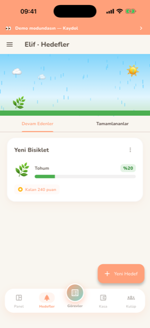 Hedef Kasası hedefler ekranı